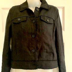 Tommy Bahama black distressed linen jacket